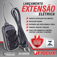 Extensão elétrica 2x0.75mm 10 metros tomada tripla