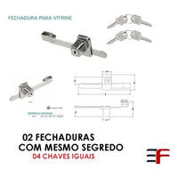 Fechadura para vitrine ef 3011 cromada