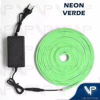 Fita LED Neon Flex Verde 8W 120 Ledsm 5m 12V com Fonte Auto