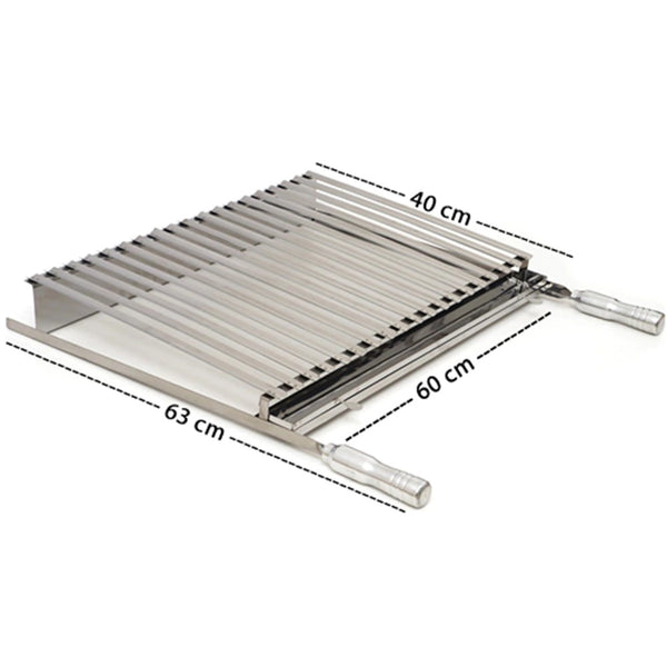 Grelha parrilla argentina em aço inox 40 x 60 cm