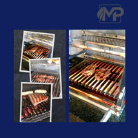 Grelha parrilla em inox 30 x 40 cm com cabo metálico