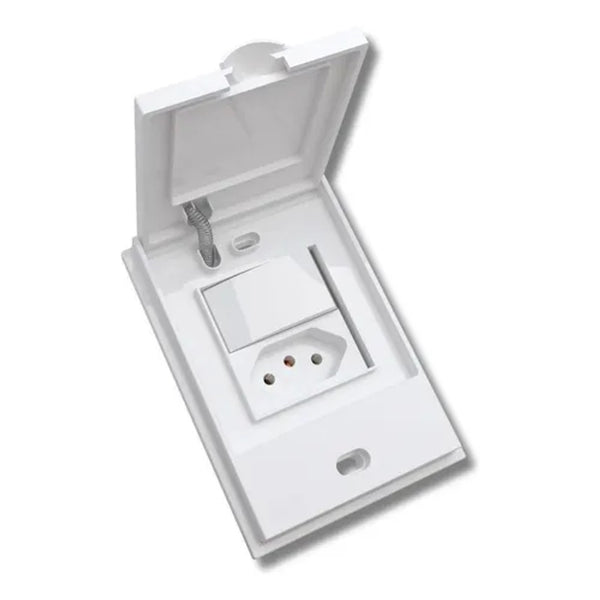 Interruptor com tomada 20a externa branca blacqua