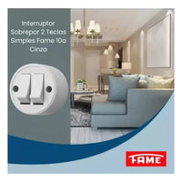 Interruptor de sobrepor 2 teclas 10a cinza