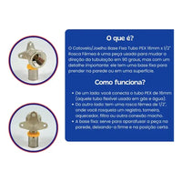 Joelho 90 graus base fixa 16mm x 1/2 polegada para gás