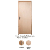 Kit porta madeira eucalipto 80x210 horizontal esquerda