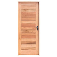 Kit porta madeira eucalipto 80x210 horizontal esquerda
