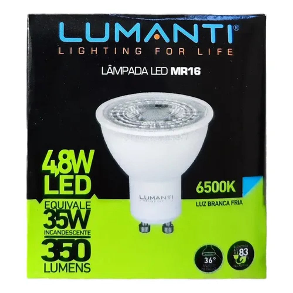 Lampada dicroica led gu10 48w 6500k mr16 bivolt
