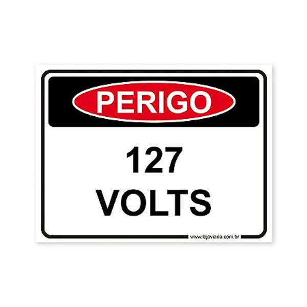 Placa de poliestireno etiqueta voltagem 127 volts 15x20