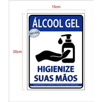 Placa higienize suas mãos álcool em gel 15x20 cm