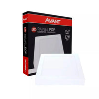 Plafon de led quadrado de sobrepor 12w 6500k
