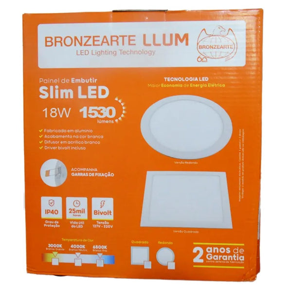 Plafon de led redondo de embutir slim 18w 3000k