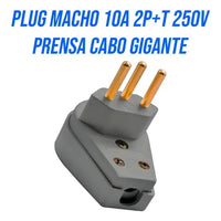 Plug macho 90 graus 2 pinos 10a gigante