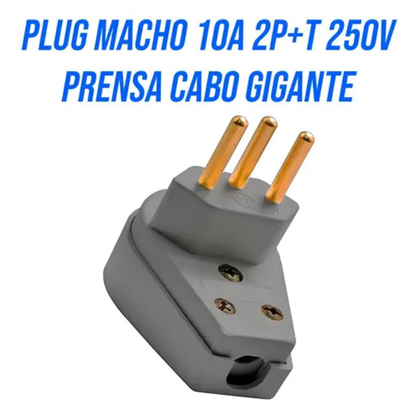 Plug macho 90 graus 2 pinos 10a gigante