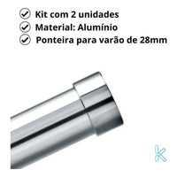 Ponteira piston para cortina 28mm branca