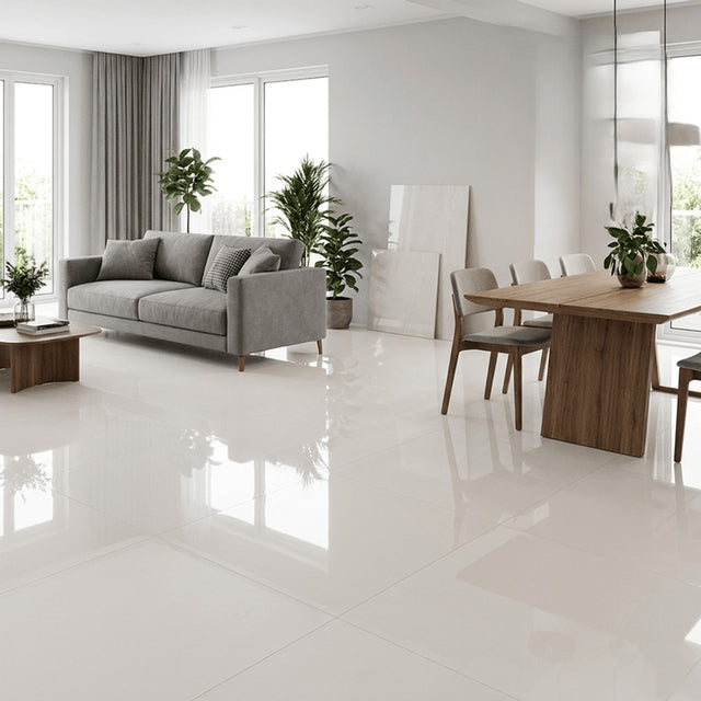 Porcelanato Khali Off White - Eliane - 90x90cm Polido Retificado