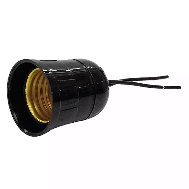 Porta lâmpada com rabicho e27 preto