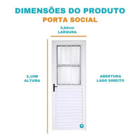 Porta soca 3x14 g2l 80cm abertura direita