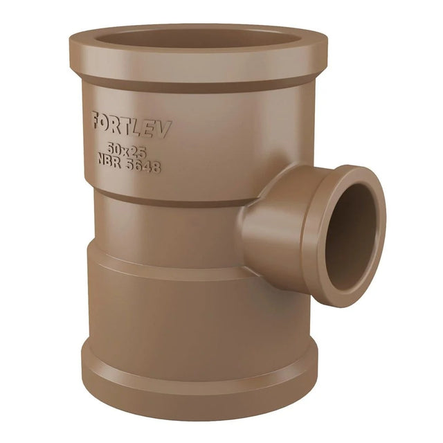 Tê de redução soldável 32x25mm em PVC