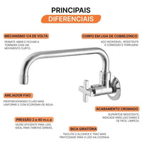 TORNEIRA COZINHA PAREDE 1166 C22 BU 14V