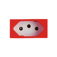 Tomada 2p+t 10a revita branco e vermelho