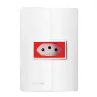 Tomada 2p+t 20a revita branco com detalhe vermelho