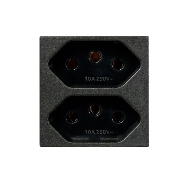 Tomada 2p+t duplex 10a revita carbono