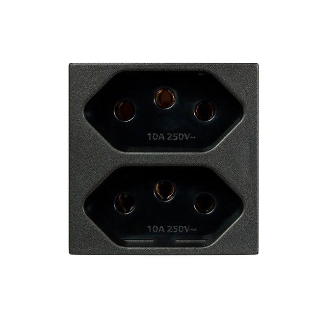 Tomada 2p+t duplex 10a revita carbono