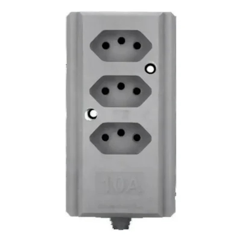 Tomada barra tripla 3 saídas 10a 2p+t