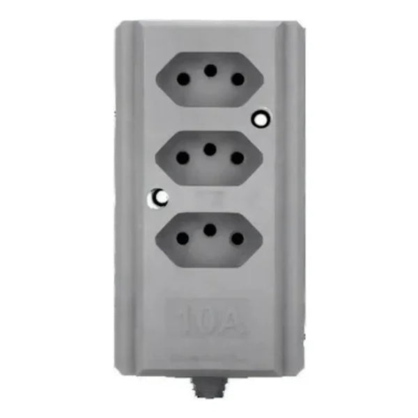 Tomada barra tripla 3 saídas 10a 2p+t
