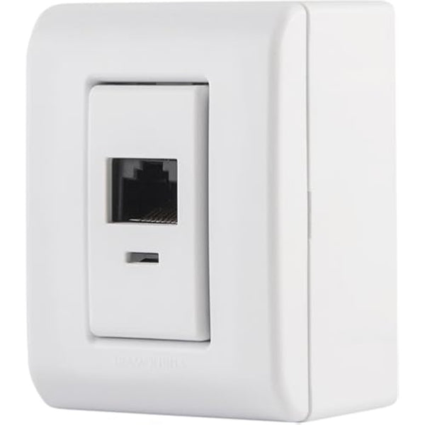 Tomada de sobrepor RJ45 e RJ11 branca