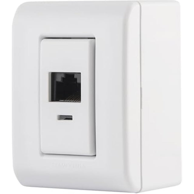 Tomada de sobrepor RJ45 e RJ11 branca