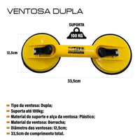Ventosa Dupla Plástica para Vidros e Superfícies Lisas