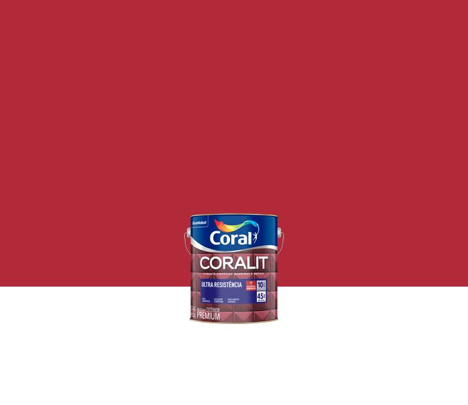 Tinta Esmalte Sintético Coralit Ultra Resistência Alto Brilho 900ml - Vermelho