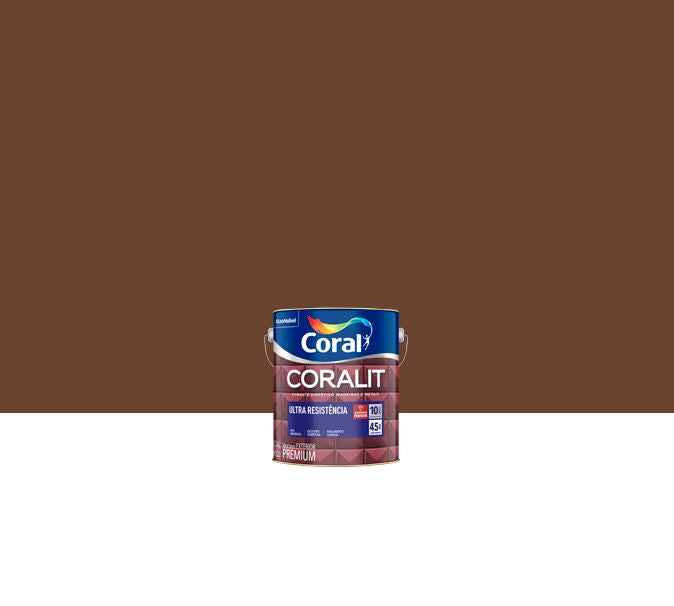 Tinta Esmalte Sintético Coralit Ultra Resistência Alto Brilho 900ml - Tabaco